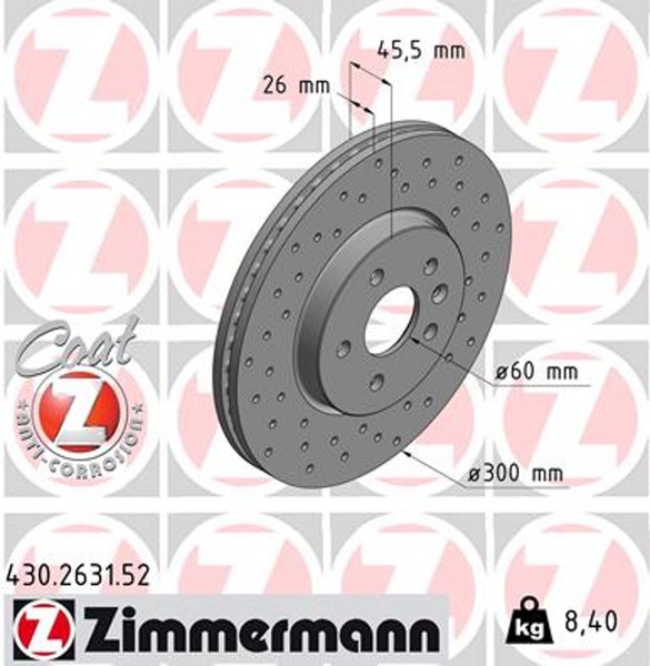 2X Bremsscheibe Sport Z Zimmermann 430.2631.52 FüR Mokka Opel Chevrolet Trax J13-image