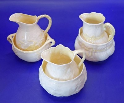 Belleek Ireland Porzellan 3er Set Sahnekännchen und Zuckerdosen - um 1940
