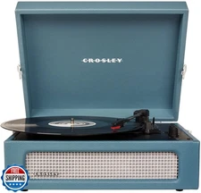 Crosley CR8017B-WB Voyager Vintage Portable Vinyl Record Player Turntable wit