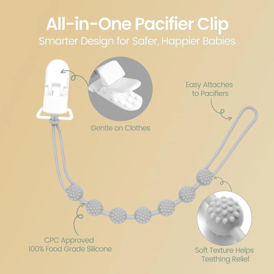 Baby Pacifier Clip, 6 Pack Silicone Pacifier Holder with One Piece Design for Ba - Image 2 of 4