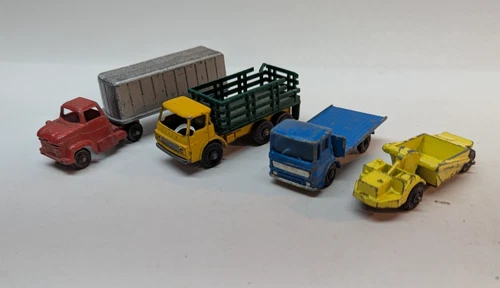 LOT OF 4 Vintage Lesney Tootsietoy Pipe Stake Cattle Site Truck Matchbox Series