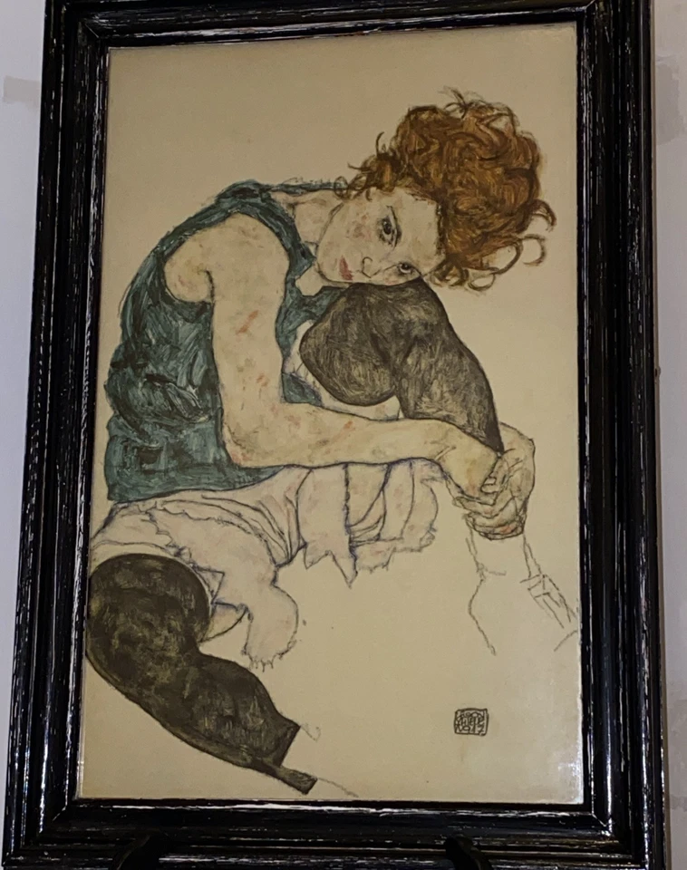 Egon Schiele Mujer Sentada con Piernas Dibujadas Enmarcada Esmaltada Arte Impresión Figura Mujeres Foto 4 de 4