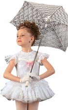 One Fine Day Child X-Large Dance Costume White Lace/Velvet Ballet Dress Gloves