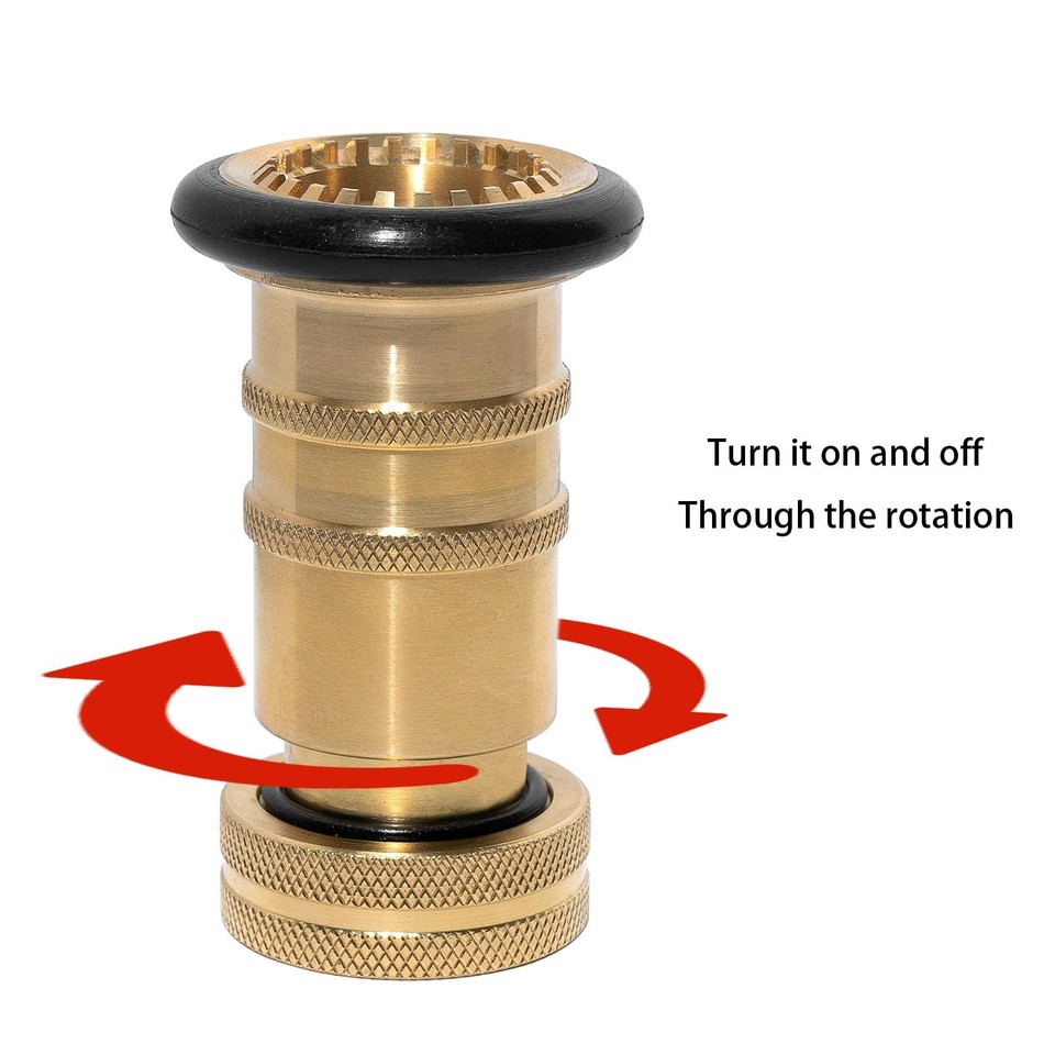 Brass Fire Hose Nozzle, 1-Inch NPSH/NPT Thread, 100 PSI, Fog & Straight ...