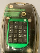 GE Retractable Number Pad USB Portable For Laptop Green Unopened New