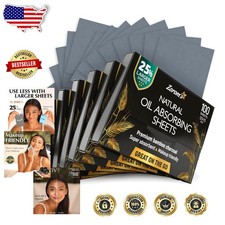 Superior Oil Control Sheets - 25 Larger, 600 Count Bamboo Charcoal, Makeup Safe