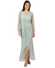 Adrianna Papell Women's Metallic Mesh Bishop-Sleeve Gown Size  16W  22W