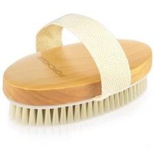 POPCHOSE Dry Brushing Body Brush, Natural 1 Count Boar Bristles , Wooden