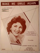 Sheet Music Cathy Jean "Make Me Smile Again" ©1961