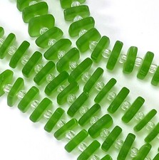 Square Spacer Beads, 8x9mm, Shamrock Green w/Frosted Matte Finish, 25 Pcs