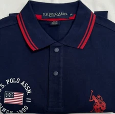 New U.S. Polo Assn. Men's Short Sleeve Polo Navy Color Size M $26.50