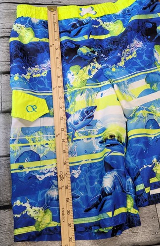OP Swim Trunks Boys XXL(18) Blue Green Shark Swim Trunks - Picture 10 of 10