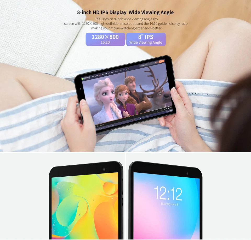 Teclast P80 8 inch Tablet 1280x800 IPS 2GB RAM 32GB ROM Android 10 Quad Core - Image 2 of 4