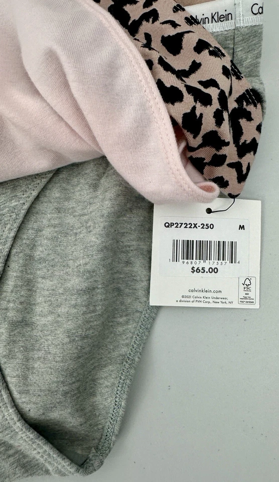 Pack de 5 bikini para mujer Calvin Klein mediano negro gris rosa beige estampado de leopardo Foto 4 de 4