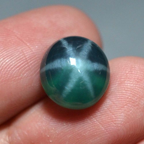 11.90 Ct 12.4x11.4 MM Green Star Sapphire 6 Rays Lab Corundum VDO EGS10277 - Picture 4 of 6