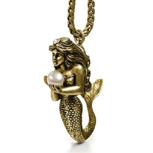 NUEVO DULCE ROMANCE SIRENA ESCULTURA Y COLLAR COLGANTE DE PERLAS BT ~ HECHO EN EE. UU. - Imagen 3 de 3