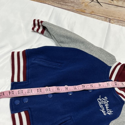Chaqueta Old Navy Boys Varsity Champs Azul Gris 18-24M Abrigo de Otoño Bombardero Frontal a Presión - Imagen 8 de 10