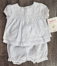 Baby Girl New Vintage Carter's 3 Month 2pc White Eyelet Garden Party Outfit