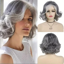 Ladies Curly Wigs Synthetic Wigs Daily Grey Natural Women Short Wavy Wig Cosplay