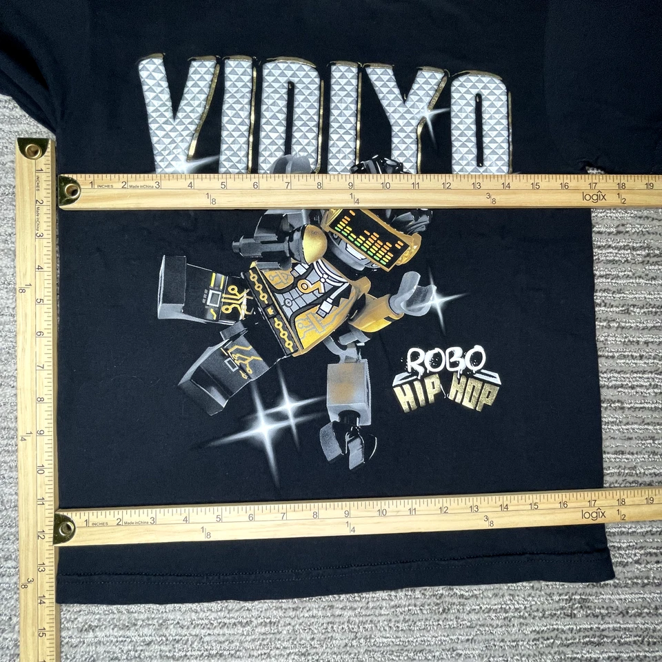 Футболка Vidiyo размер M для мальчиков LEGO Robo хип-хоп робот вырез лодочкой короткий рукав черная - Изображение 2 из 4