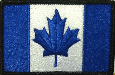 Canada Flag Iron-On  Patch Blue & White Version Black Border #02