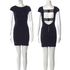 Alice + Olivia Navy Blue Cut Out Open Back Mini Dress Bodycon Cap Sleeve Women 0