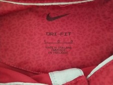 Nike Dri-Fit Golf Polo Shirt Mens Large Red Micro Leopard Print. Lightweight