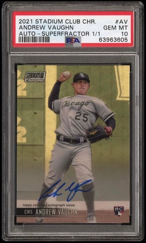 Andrew Vaughn 2021 Topps Stadium Club Chrome 1/1 SUPERFRACTOR  Auto PSA 10