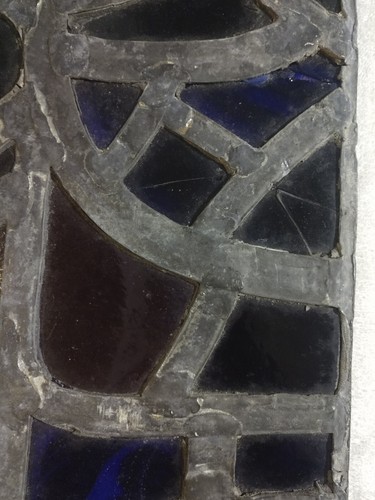 Antique ARCHED TRANSOM LEADED, JEWELED GLASS WINDOW PLS READ DESCRIPTION - Picture 7 of 23