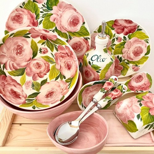 BASSANO KERAMIK LOFFELABLAGE BESTECKABLAGE ROSEN 27CM MOTIV NEU - Picture 6 of 8