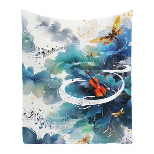 Dragonfly Musical Notes Flannel Bedspread Throw Blanket Holiday Birthday Gift - Picture 4 of 18