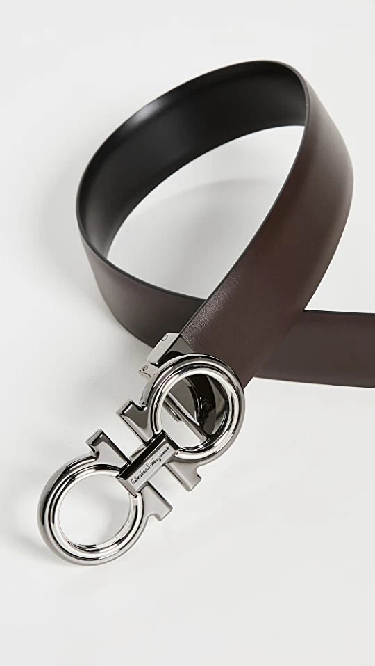 Salvatore Ferragamo L97646 Mens Nero Auburn Reversible Leather Belt Size 36