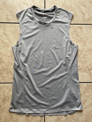 Nike Running Men s Sleeveless Gray T-Shirt Medium Sports Training Exercise Top