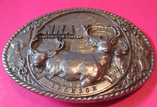 Vintage NRA Whittington Center Elk PEWTER Belt Buckle Western Made in USA READ