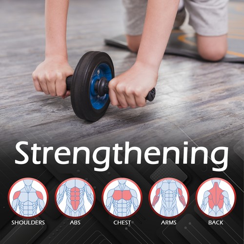 TnP Abs Abdominal Exercise Wheel Gym Fitness Body Strength Training Roller Foam - Picture 8 of 15