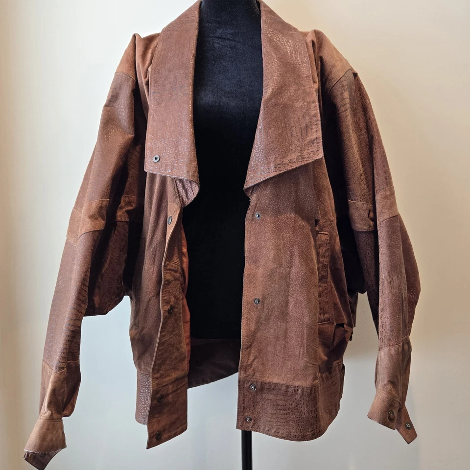 Chaqueta de cuero de gamuza vintage Avanti piel de cerdo marrón para hombre talla mediana Foto 2 de 4