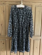 Mango MNG midi dress drawstring waist black creamy white Uk8 BNWT
