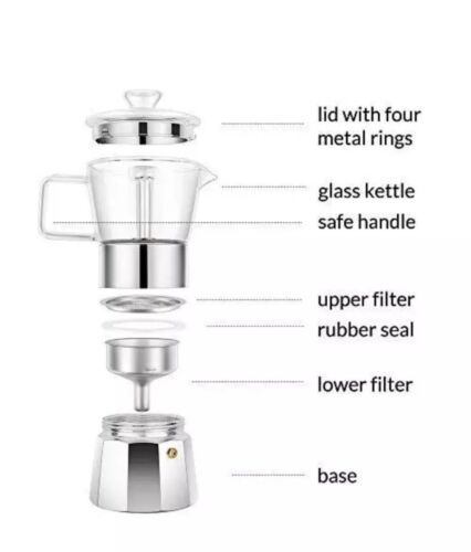 Espresso Mokkakanne - 8 Tassen - Kaffeemaschine - Bild 2 von 5
