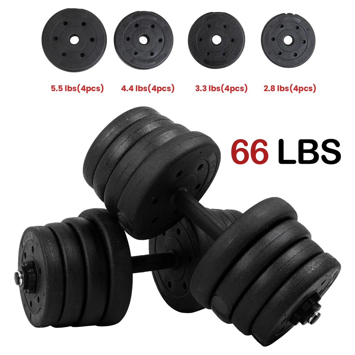 66LB Weight Adjustable Dumbbell Set Strength Training Home Gym Workout  Equipment