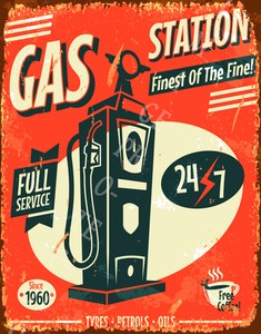 gas sign station retro garage pump metal grunge tin decor texaco fuel gasoline octane classics right service illustration valero