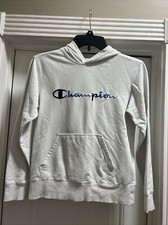 Champion Boys Medium Hoodie White Casual Pullover Sweatshirt Kids Youth Jacket