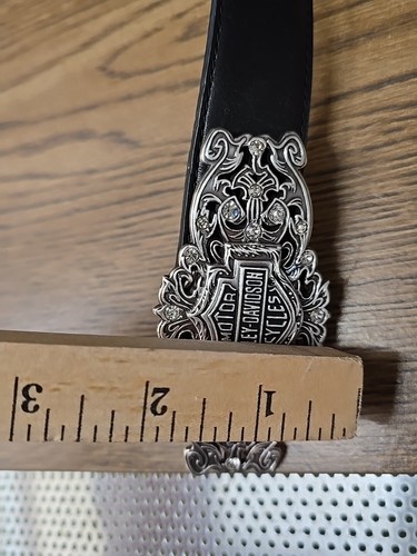 Harley Davidson Genuine Leather Belt '08 Rhinestone Buckle '09 Women’s Large - Picture 15 of 15