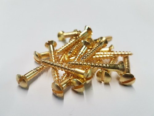 Solid Brass Countersunk Screw Slotted Raised Head Wood Screws - Various Sizes - Picture 16 of 19