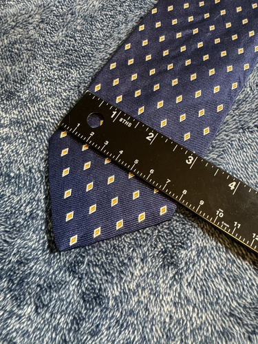 Polo Ralph Lauren Tie Men's Necktie Made in Italy Vtg Geometric Diamond Navy - Picture 4 of 10