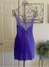 NWT Victoria's Secret Purple Satin Silky Lace Chemise Nightgown Slip Dress Small