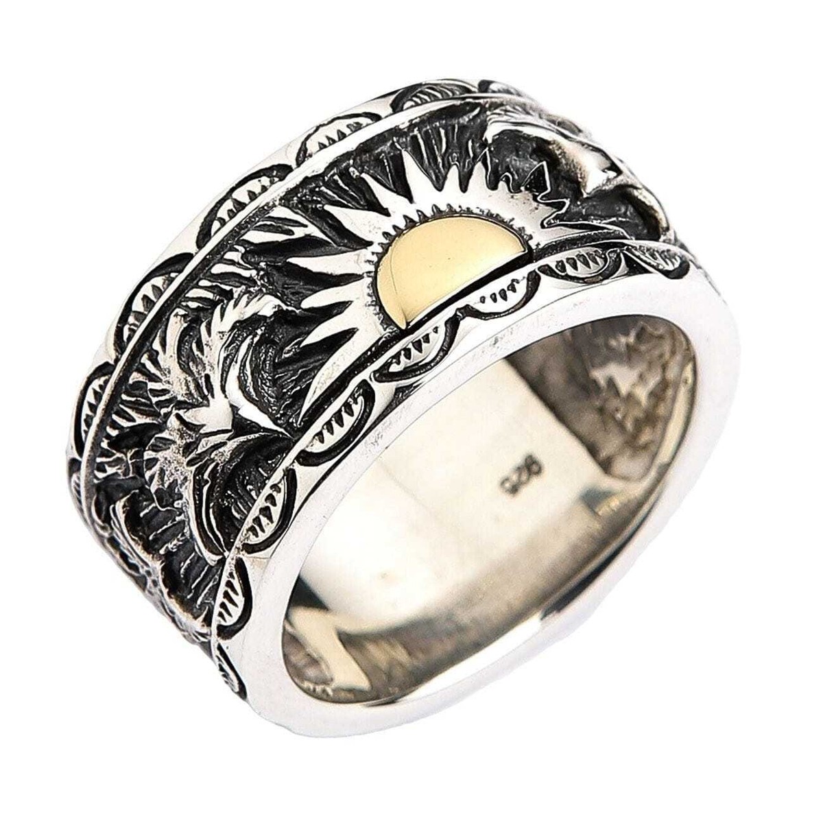 INDIAN CARVED SOLID 925 STERLING SILVER BAND RING NEW TRIBAL