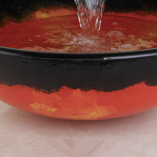 Red Bathroom Countertop Mounted Tempered Glass Basin Sink Chrome Mixer Faucet - Picture 5 of 10