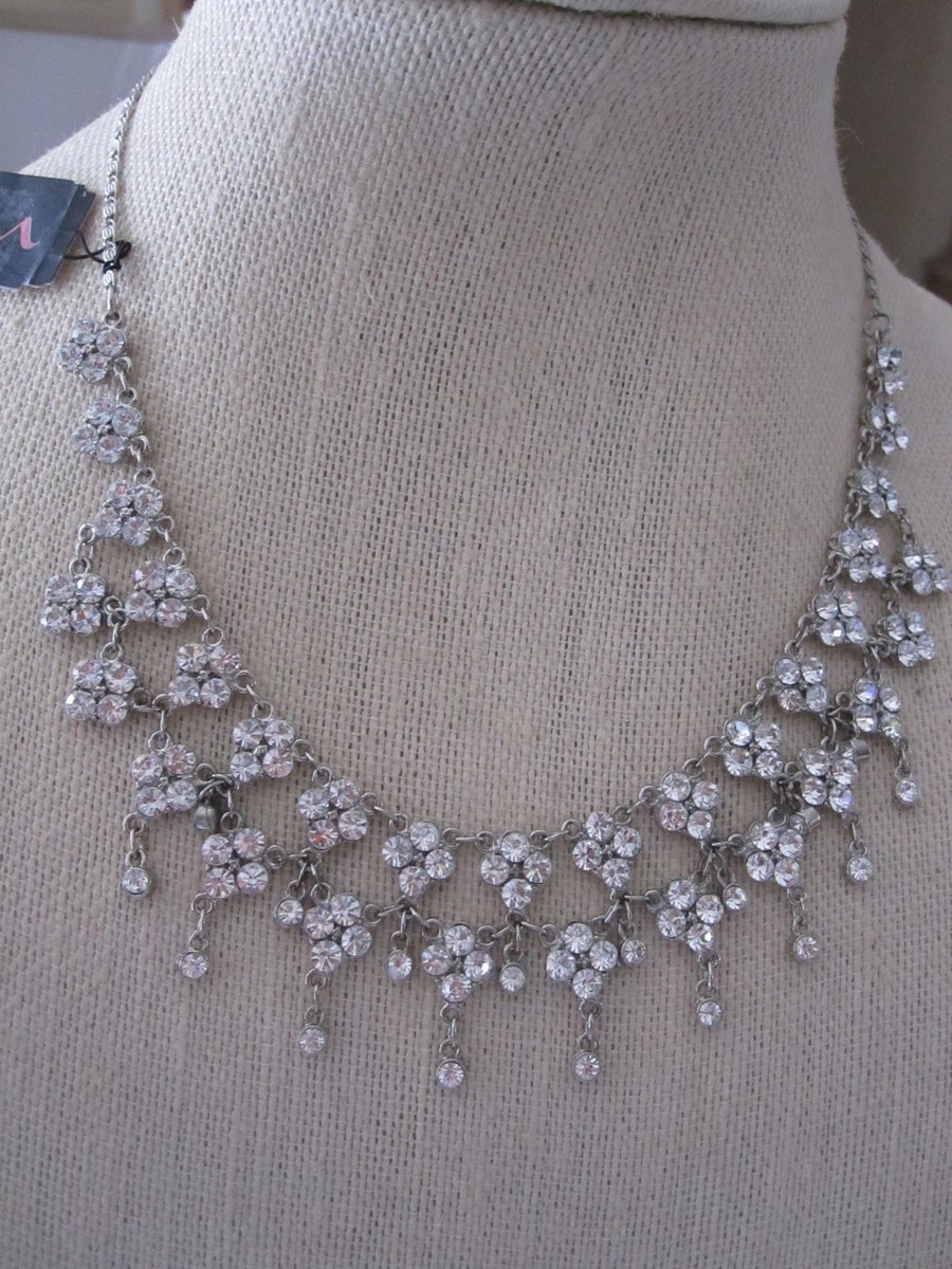 silver necklace for formal dress NWT Nina Bridal/Formal Denisse Clear Rhinestone/ Tone Necklace- $169 Drop: CW26 2025