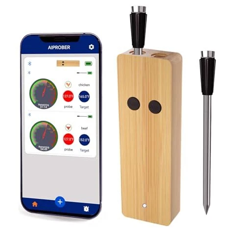 Bluetooth Meat Thermometer with 2 Ultra-Thin Probes, Smart Wireless Meat