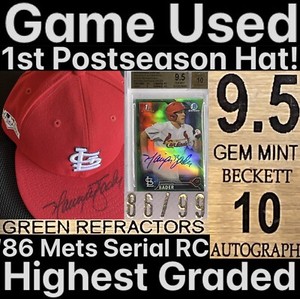 Harrison Bader GU 1st Postseason Hit Hat 2016 Bowman Chrome Auto RC BGS 9.5 1/1